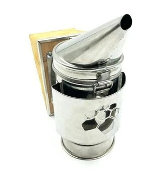 Дымоход пасечный из нержавеющей стали с ограждением, мех съемный кожаный (519)