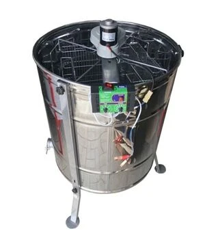 Медогонка 4-х рамкова поворотна нержавіюча, ремінний привід, з електроприводом Pulse, з підставкою (MP0009MP)