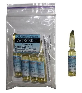 Аскофіт ХімАпі для лікування грибкових і бактеріальних хвороб бджіл, 3 ампули, 1,2 мл (PO0003UK)