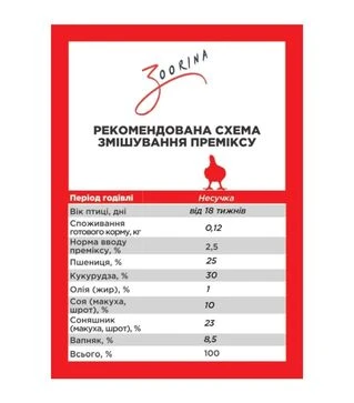 Премикс Курица-Несушка 2,5% (не гран.), 20 кг