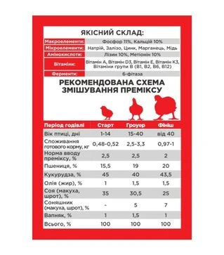 Премікс для бройлерів 2,5% (не гран.), 25 кг