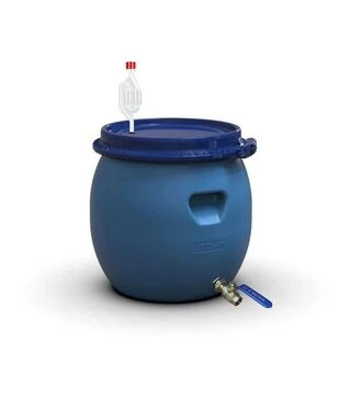 Бочка для бродіння Litolan 35 л, з S-подібним клапаном та краном 1/2" з нержавіючої сталі (29663)