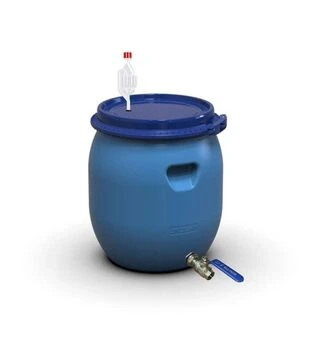 Бочка для бродіння Litolan 45 л, з S-подібним клапаном та краном 1/2" з нержавіючої сталі (29643)