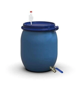 Бочка для бродіння Litolan 100 л, з S-подібним клапаном та краном 1/2" з нержавіючої сталі (27583)