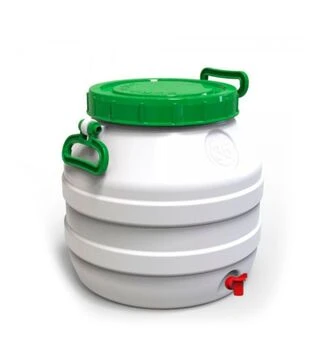 Бідон харчовий Європласт 35 л, з пластиковим краном, зелена кришка (173452)