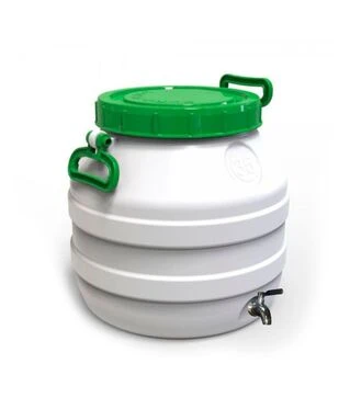 Бидон пищевой Европласт 35 л, с нержавеющим краном, зеленая крышка (173453)