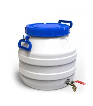 Бідон харчовий Європласт 35 л, з латунним краном, синя кришка (173464)