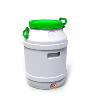 Бидон пищевой Европласт 55 л, с вентильным краном, зеленая крышка (172761)
