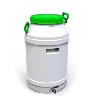 Бідон харчовий Європласт 65 л, з нержавіючим краном, зелена кришка (172581)