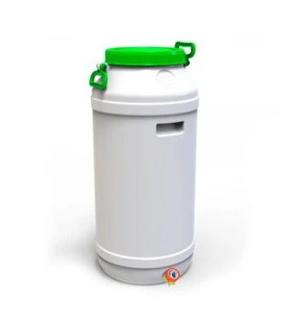 Бидон пищевой Европласт 75 л, с вентильным краном, зеленая крышка (172421)