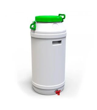 Бідон харчовий Європласт 75 л, з пластиковим краном, зелена кришка (172422)