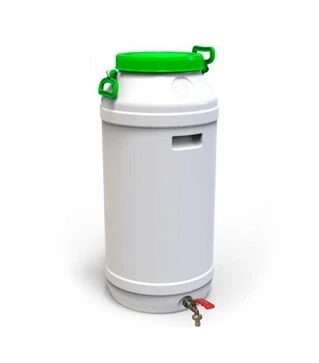 Бідон харчовий Європласт 75 л, з латунним краном, зелена кришка (172424)