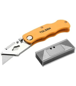 Нож складной Tolsen алюминиевый, 5 лезвий трапеция SK5 (30007)