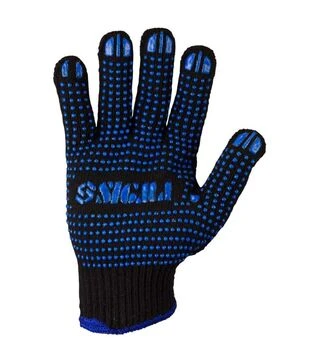 Перчатки трикотажные Sigma Оптима с точечным ПВХ покрытием, размер 10, 12 пар (9442531)