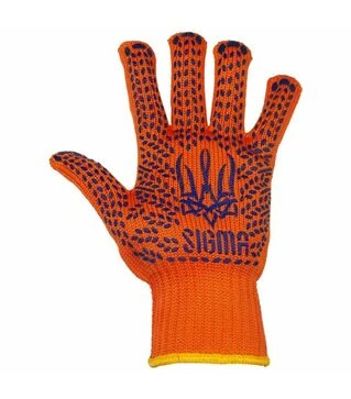 Перчатки трикотажные Sigma Трезуб с точечным ПВХ покрытием, размер 10, 12 пар (9442591)