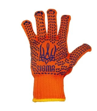 Перчатки трикотажные Sigma Трезуб с точечным ПВХ покрытием, размер 10, 12 пар (9442591)