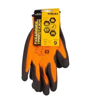 Перчатки трикотажные Sigma с частичным ПУ покрытием, размер 9 (9446441)