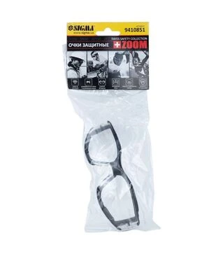 Окуляри захисні Sigma Zoom anti-scratch, anti-fog, прозорі з обтюратором (9410851)