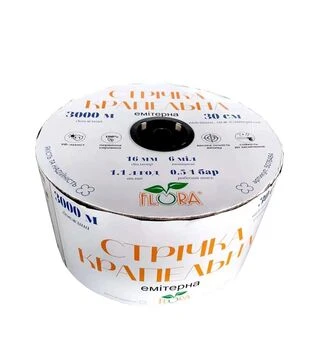 Cтрічка крапельна Flora з плоским емітером Ø16мм, 20см, 6міл, 1,38л, 3000м (5076624)