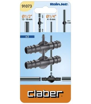 Трійник Claber 16мм для крапельної трубки, 1/4&quot;, 2 шт. (910730000)