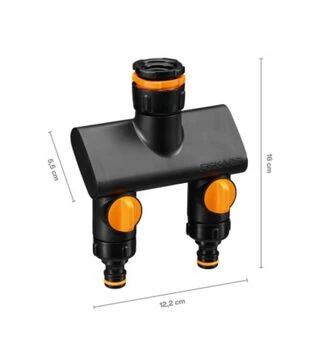 Тройник для крана Fiskars Comfort на 2 выхода, с клапанами (1070577)