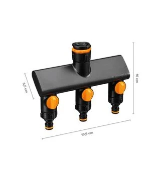 Тройник для крана Fiskars Comfort на 3 выхода, с клапанами (1070578)