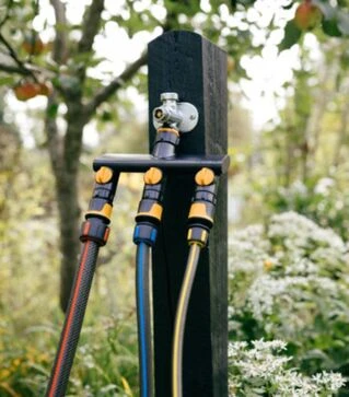 Тройник для крана Fiskars Comfort на 3 выхода, с клапанами (1070578)