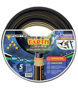 Комплект FORTE EARTH - шланг четырехслойный армированный 30 м + 2 разбрызгивателя и нож (134446)