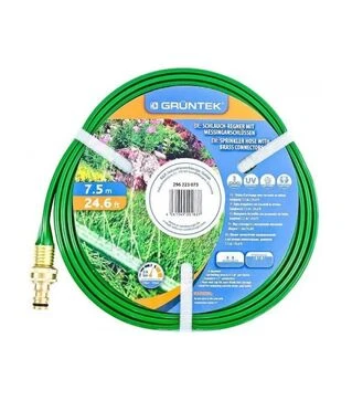 Шланг перфорированный GRUNTEK, 1/2", 7,5 м, с латунными коннекторами (296223075)