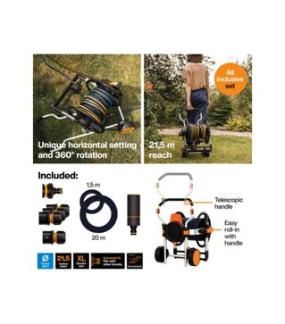 Шланг на катушке Fiskars XL, 1/2", 20 м, с набором аксессуаров (1062256)