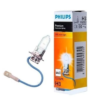 Лампа галогенова Philips H3 (PK22s) 12V/55W, з дротом (АКГ 12-55)