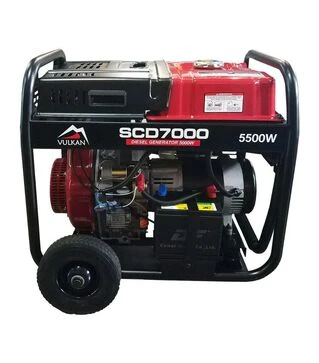Генератор дизельный VULKAN SCD7000 5 кВт, трехфазный, на колесах