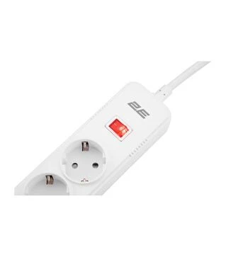 Мережевий подовжувач-фільтр 2E 3х1,5 мм&sup2;, 5 розеток, 3хUSB-A, білий, 2 м (2E-SP515M2USBWH)