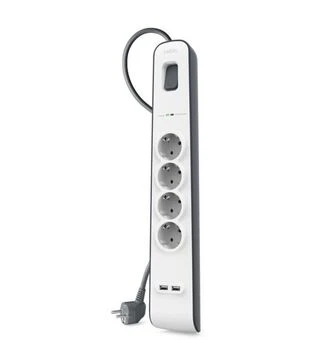 Сетевой удлинитель-фильтр Belkin 3х1,5 мм&sup2;, 4 розетки, белый, 2 м (BSV400VF2M)