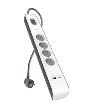 Сетевой удлинитель-фильтр Belkin 3х1,5 мм&sup2;, 4 розетки, белый, 2 м (BSV400VF2M)
