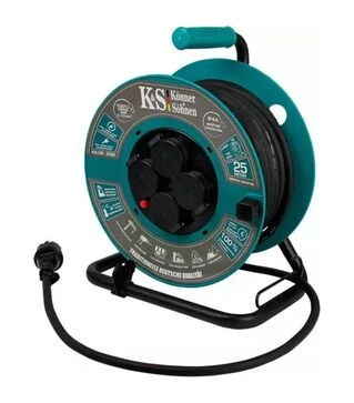 Мережевий подовжувач на котушці Konner&amp;Sohnen 3х2,5 мм&sup2;, 4 розетки, зелений, 25 м (KSCR-25M)