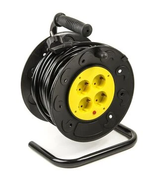 Сетевой удлинитель на катушке PowerPlant JY-2002/20, 3x1,5 мм&sup2;, 20 м, 4 розетки, морозостойкий (PPRA10M20S4L)