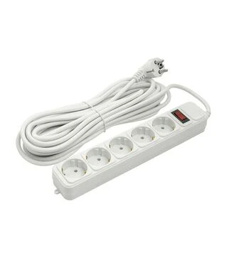 Сетевой удлинитель-фильтр PowerPlant JY-1056/10, 3x1,5 мм&sup2;, 5 розеток, 10 м (PPSA10M100S5)