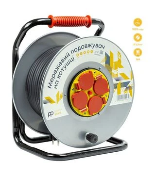 Сетевой удлинитель на катушке PowerPlant JY-20022/40, 3x2,5 мм&sup2;, 4 розетки, 40 м (EX610532)