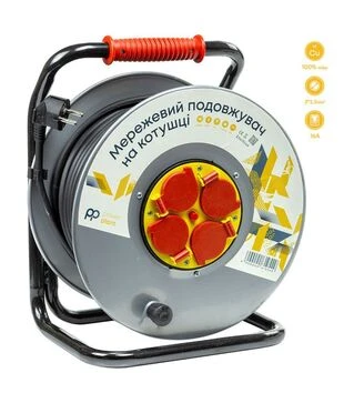 Сетевой удлинитель на катушке PowerPlant JY-20022/50, 3x2,5 мм&sup2;, 4 розетки, 50 м (EX610549)
