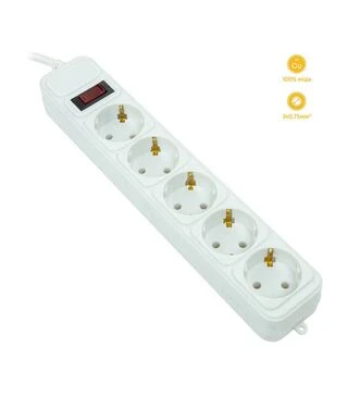 Сетевой удлинитель-фильтр PowerPlant JY-1056/3B, 3x0,75 мм&sup2;, 5 розеток, 3 м (EX610570)