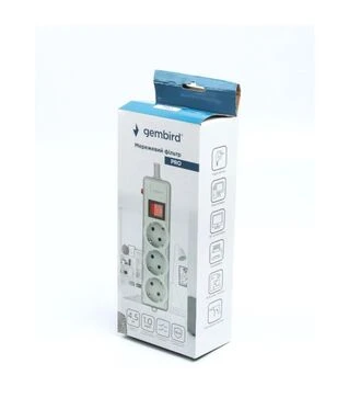 Мережевий подовжувач-фільтр Gembird 3 розетки, сірий, 4,5 м (SPG3-G-15G-PRO)